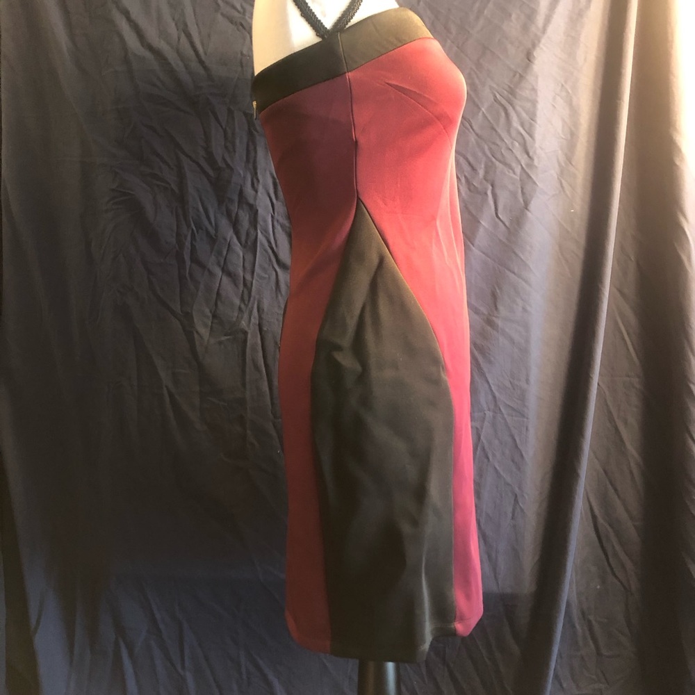 Burgundy Strapless Zipper Bodycon Dress Medium